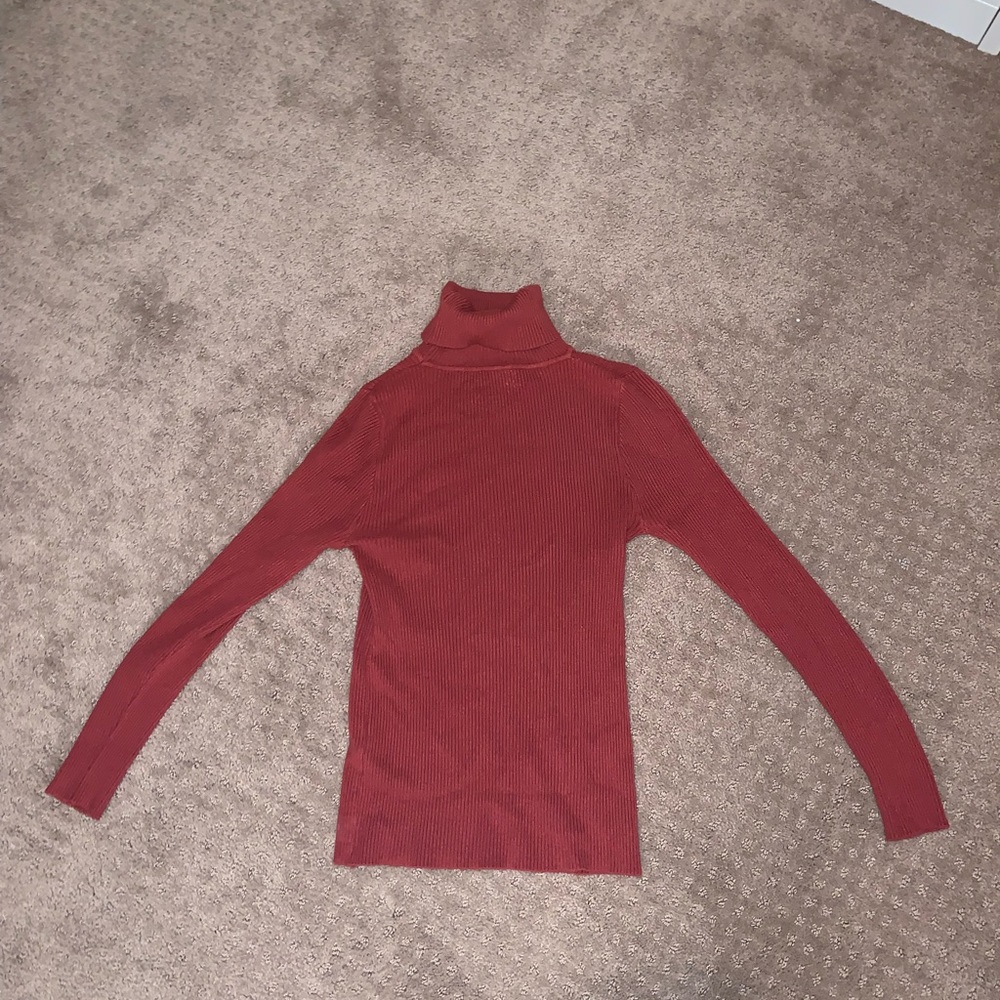 Thick orange red long sleeve turtle neck